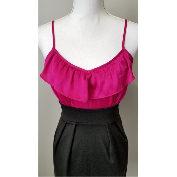 F21 Colorblock Hot Pink/Black Dress - Picture 2 of 7